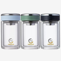 希诺玻璃杯295ml双层抗菌密封防漏XN-1955(颜色随机)