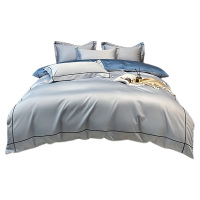 恒源祥床品四件套简约撞色舒适亲肤柔软细腻做工天空蓝1DB21313