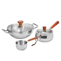 朗赫锅具三件套双耳锅奶锅泼油锅持久耐用悦味悠享时光LH-TZ34