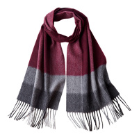 恒源祥围巾30*180cm柔软亲肤深蓝红格HEA529591