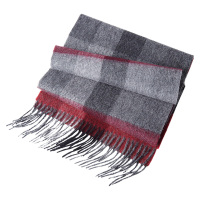 恒源祥围巾30*180cm亲肤蓬松红黑灰格HEA529526