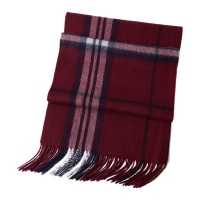 恒源祥围巾30*180cm亲肤柔软酒红条纹HEA529583