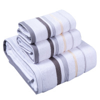 洁丽雅毛巾浴巾三件套纯棉吸水舒适面巾方巾套装(颜色随机)