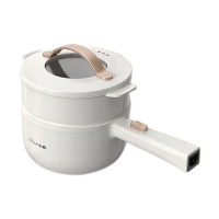 小熊Y电煮锅1.6L多功能火锅煮面锅配蒸笼米白色DRG-E15F2-P01