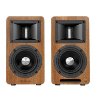 漫步者电脑音箱声色俱佳方寸型姿无线遥控自由操作桃木色A80