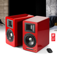 漫步者电脑音箱钢琴漆工艺木质箱体音质清晰精准分频红色A100