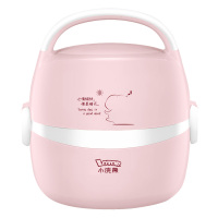 徕多电热饭盒双层大容量荤素分割迷你便携粉色HM-2013A