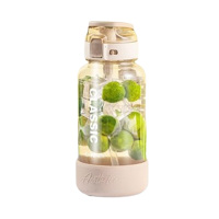 希乐水杯1.0L便携大容量吸管杯莫兰迪黄XL-2516-1.0