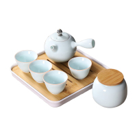 五拾缘茶具礼盒便携精巧陶瓷温润青瓷侧把壶布包装WSY-20C04