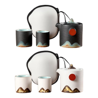 五拾缘茶具礼盒便携精巧陶瓷温润旭日东升远山快客杯WSY-21D03