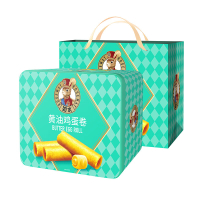 如水鸡蛋卷香酥薄脆金黄焦香奶香浓郁层层易碎唇齿留香蓝罐480g