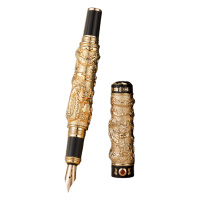 英雄12K金笔速干不晕染握感轻盈贴合手型省心双龙戏珠款2000