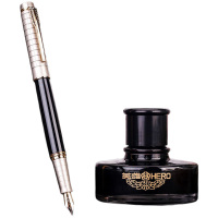 英雄钢笔开盖即写携带方便维护简单商务墨水套装款黑色752A