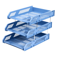 晨光文件盘收纳文件稳固省心省力三层款蓝色ADM94743B