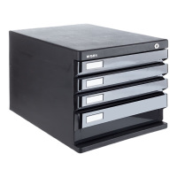 晨光文件柜立式档案格取放文件轻松四层带锁款黑色ADM95297A