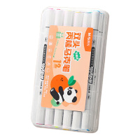 晨光马克笔12色叠色自然油墨充足丙烯细圆杆双头APMT4010