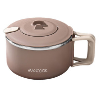 美厨泡面碗1200ml不锈钢折叠手柄多用咖啡色MCWA7703