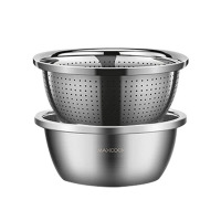 美厨盆筛2件套22cm加厚316L不锈钢耐用MCWA5721