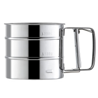 美厨面粉筛小巧便捷细密网孔不锈钢手持半自动MCPJ3437