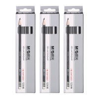 晨光木杆铅笔12支*3盒抽条六角HB型银黑AWP30801