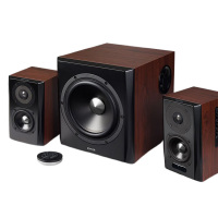 漫步者电脑音箱连接稳定大功率音质清晰木质箱体红枫木纹色S201