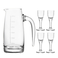 美厨酒具白酒杯分MAXCOOK美厨酒具5件套轻薄透亮带刻度MCB6416酒器5件套装烈酒杯大倒酒壶带刻度MCB6416