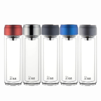 希诺玻璃杯400ml便携耐用双层XN-6776(颜色随机)