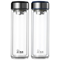 希诺玻璃杯315ml双层隔热便携耐用XN-6711(颜色随机)