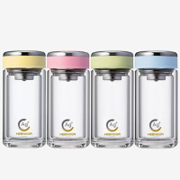 希诺玻璃杯200ml密封防漏双层便携XN-1950(颜色随机)