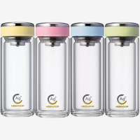 希诺玻璃杯270ml密封防漏双层便携XN-1951(颜色随机)