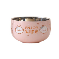 MAXCOOK美厨碗12cm不锈钢双层樱粉小喵款MCCU1978