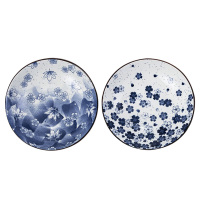 MAXCOOK美厨盘子2件套8寸日式和风釉下彩陶瓷MCTC1758