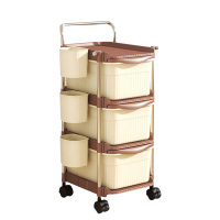 MAXCOOK美厨收纳置物架3层抽屉式小推车奶油色MCZW3858