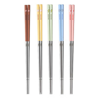 MAXCOOK美厨筷子5双装彩色卡通款防滑易夹取MCK5509