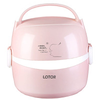 徕多电热饭盒1.45L双层断电保护方便快捷粉色HM-2013-XF