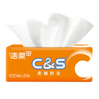 洁柔抽纸3层*100抽*10包橙色软抽JR408-27E包-10(包装随机)