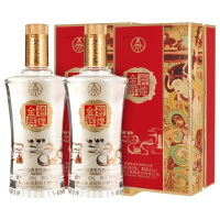 五粮液白酒500mL*2瓶浓香型52度金碧辉煌丝绸系列378003