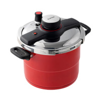 苏泊尔压力锅7.2L不锈钢家用双耳悦旋带蒸格丹砂红YW229KC2