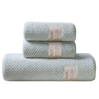 洁丽雅浴毛巾组合装菠萝格瞬吸速干软糯浅绿W3087*2+W3088