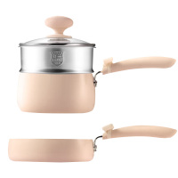 炊大皇辅食锅奶锅14cm煎锅16cm不易磨损猫扑两件套MP04FSG