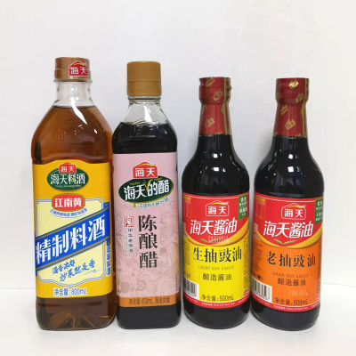 海天调味品套餐4瓶 料酒800ml+醋450ml+生抽500ml+老抽500ml