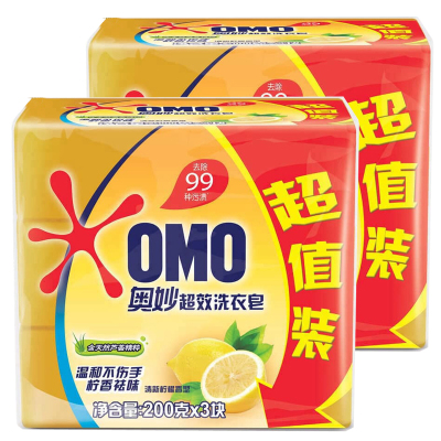 奥妙(omo)柠檬超效洗衣皂(200gx3)*2组