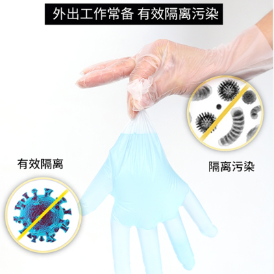 惠居尚品 食品级PVC手套 透明/无粉/光面 100只/盒
