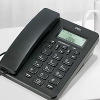 得力(deli)13560 电话机座机 固定电话 办公家用 45°倾角 亮度可调 黑色