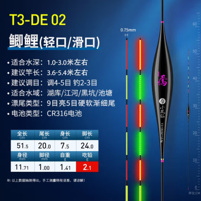 红双喜 小凤仙 高灵敏浮漂夜光漂细尾软硬一体夜光漂日夜两用电子漂