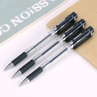 得力加粗0.7中性笔签名签字笔黑色笔芯商务水笔硬笔书法练字用碳素粗笔杆S20中性笔12支装 黑色