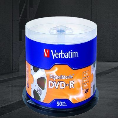 晨光Verbatim威宝可打印DVD-R光盘AZO空白刻录盘50片桶装光碟片