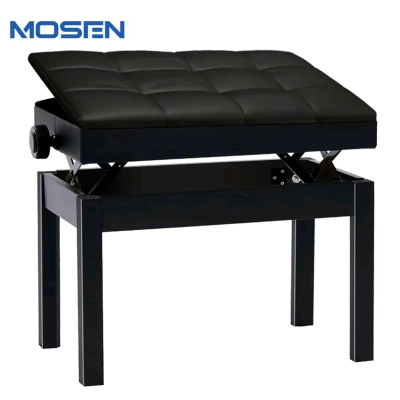 卡西欧 莫森(MOSEN)琴凳 实木皮质带书箱加厚椅子 双人升降通用凳子 烤漆黑