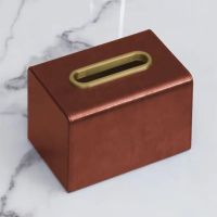 美丽雅 黄铜纸巾盒家用客厅创意高级感餐桌皮质餐巾纸巾盒高档轻奢风