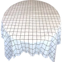 黑白格子防水防油免洗防烫圆桌餐桌布 直径1.4米